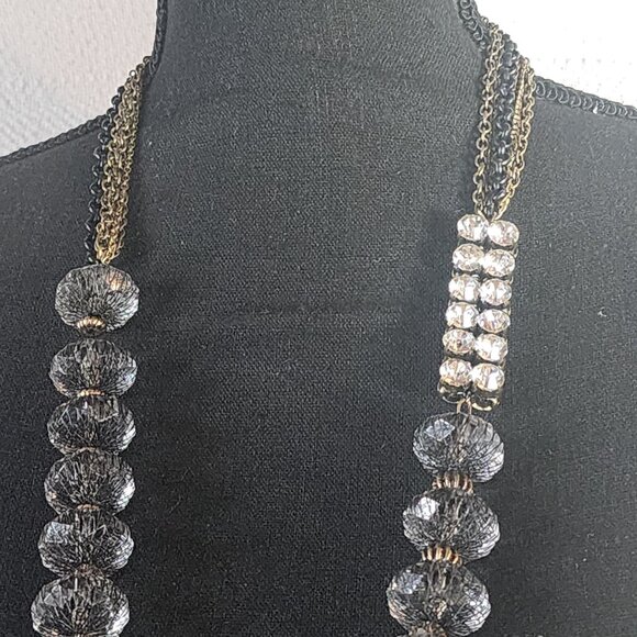 Chico's Vtg Mesh Caged Crystal Gold Metal Beads w/Rhinestone Bling 34" Necklace - Picture 7 of 16